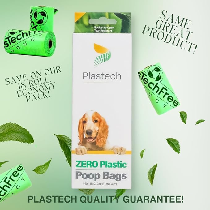 Plastech Pet Waste Disposal Bags - 100% Home Compostable/Plant-Based, 270 Count