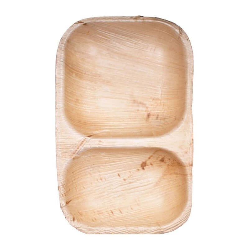 6" X 11" - 2 Compartment Palm Leaf Plates - 12 + 6 oz - 200 pcs