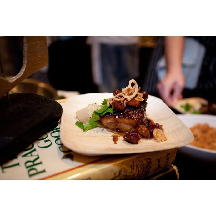 6" X 11" - 2 Compartment Palm Leaf Plates - 12 + 6 oz - 200 pcs