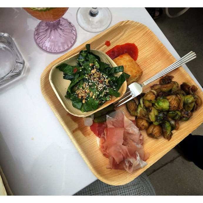 9" X 9" Palm Leaf Square Plates - 300 pcs