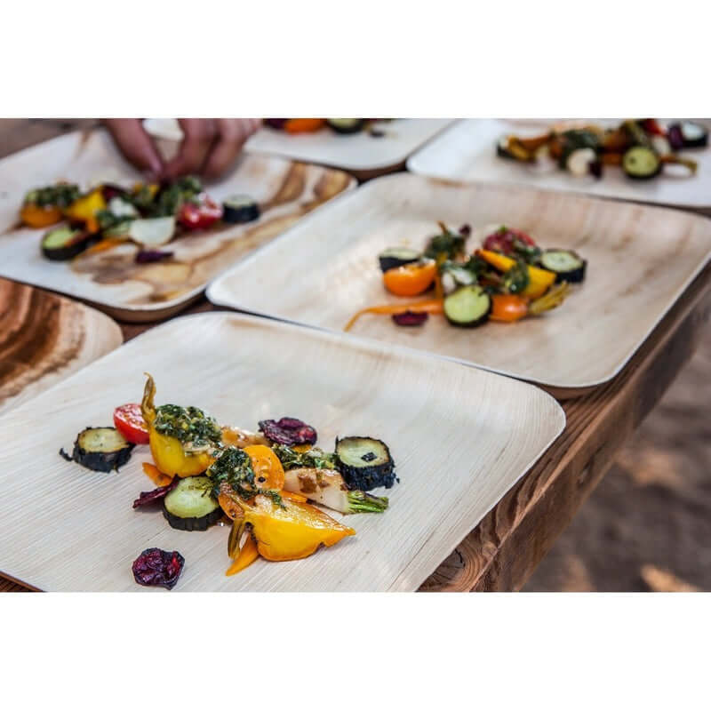 9" X 9" Palm Leaf Square Plates - 300 pcs