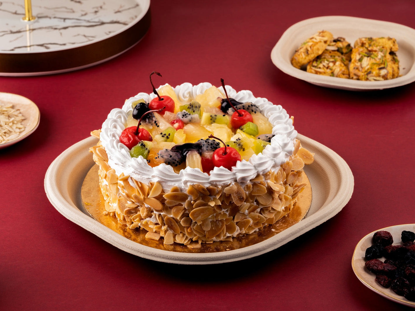 Chukizza 9 Inch Sugarcane Bagasse Disposable Plate,500 Count