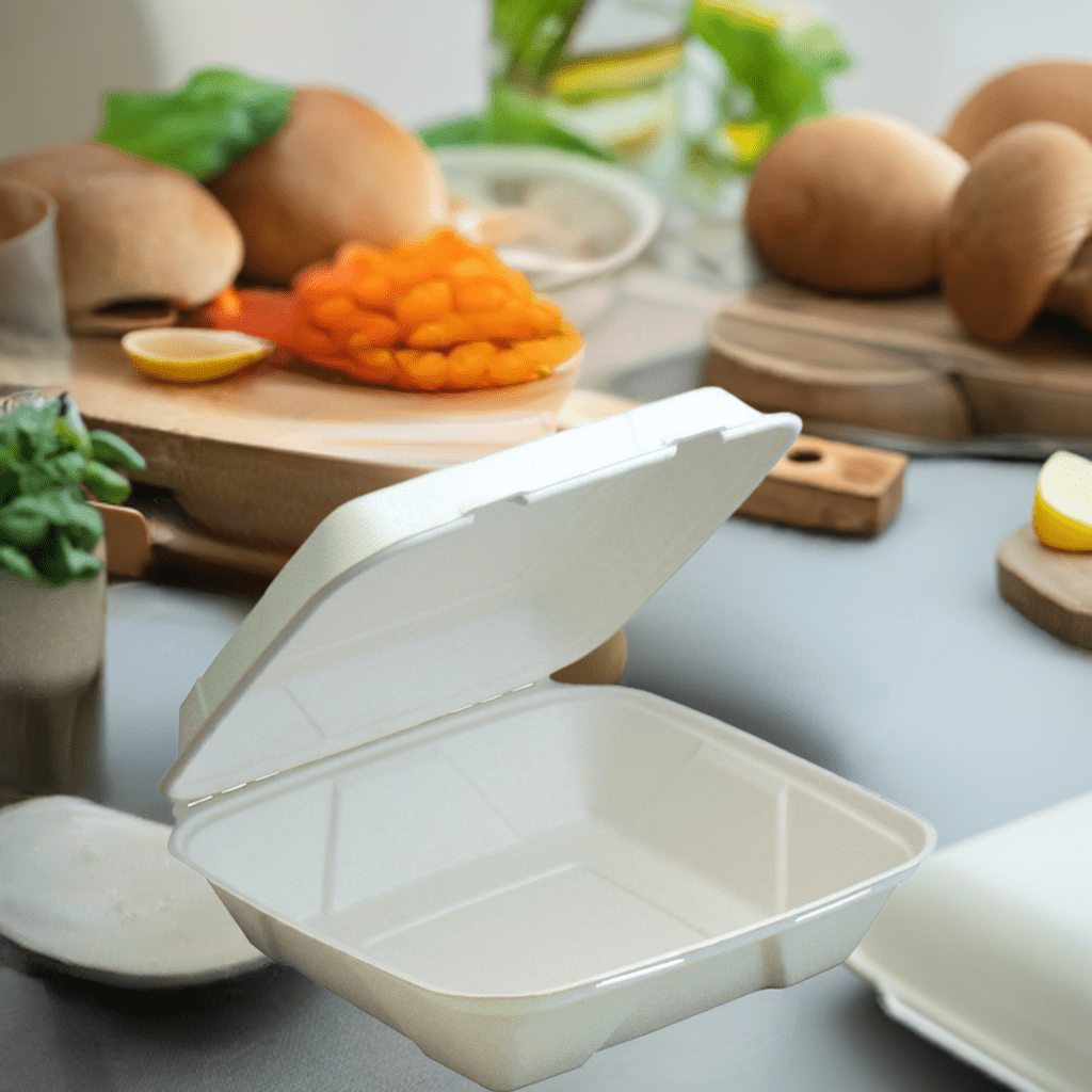 Large 1-Compartment No Added PFAS Plant Fiber Hinged Container, 200-Count Case