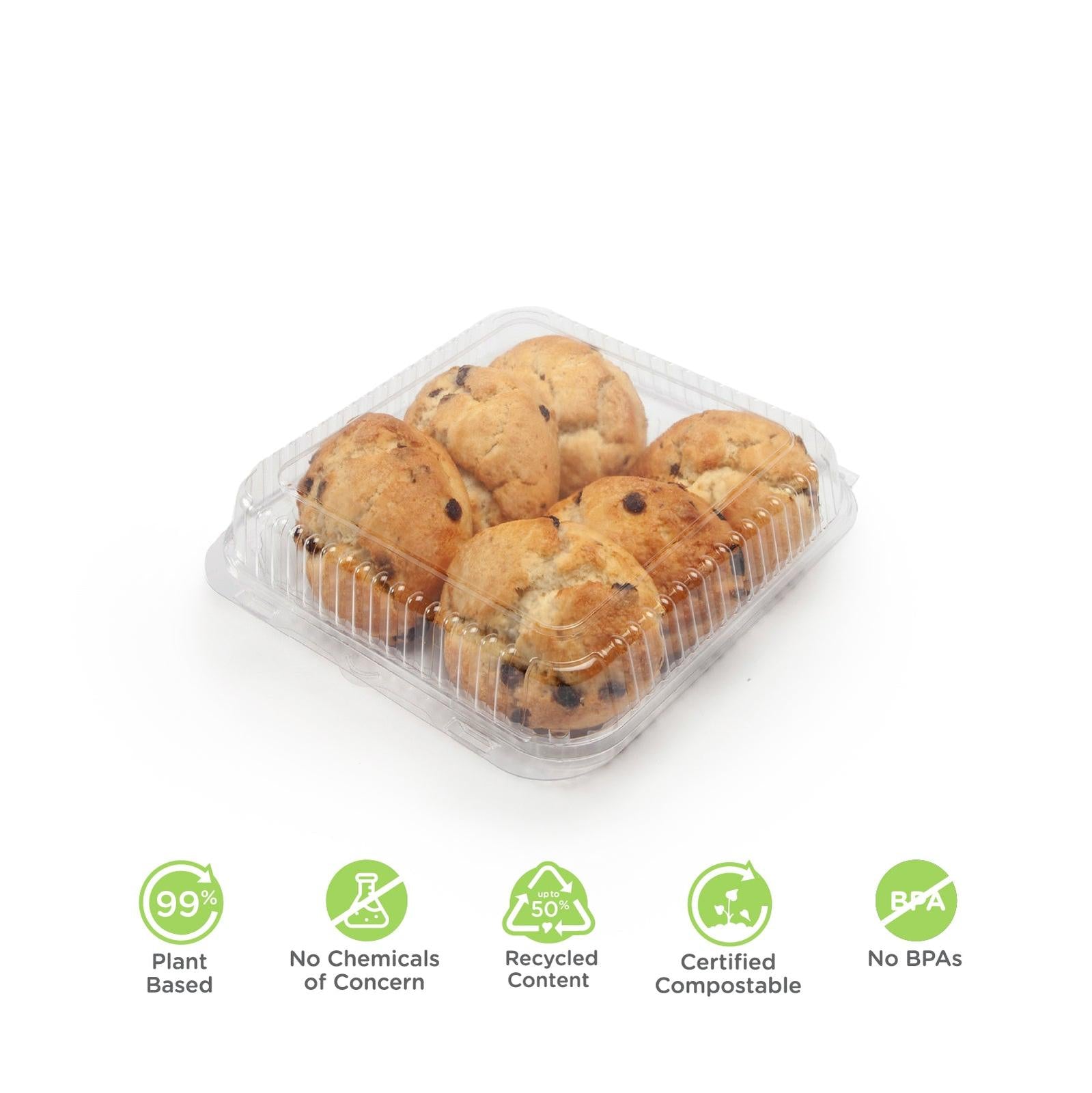 Square 80 oz. Center Seal Multi-purpose Package, Crystal Clear, PLA, 175/Case