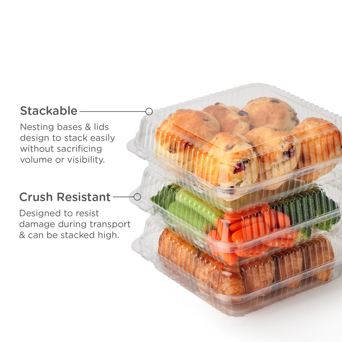 Square 80 oz. Center Seal Multi-purpose Package, Crystal Clear, PLA, 175/Case