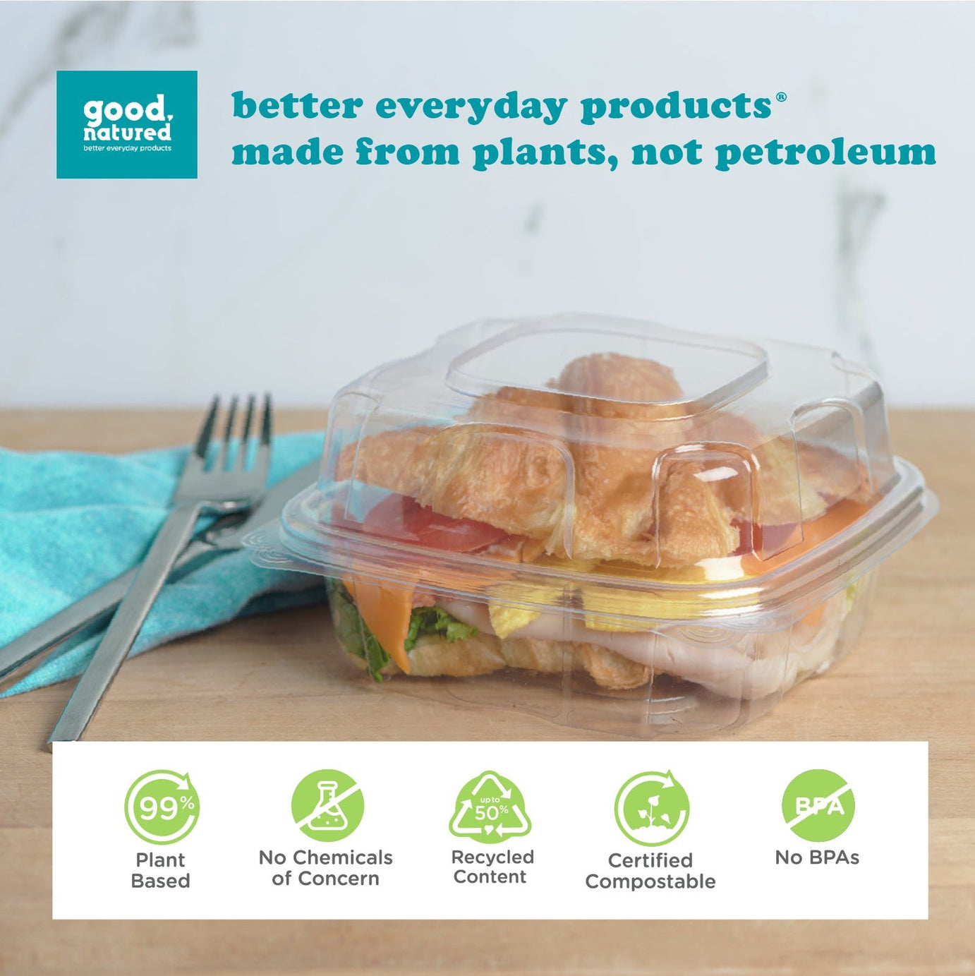 6x6x3” Center Seal Multi-purpose Package, Crystal Clear, PLA, 230/Case