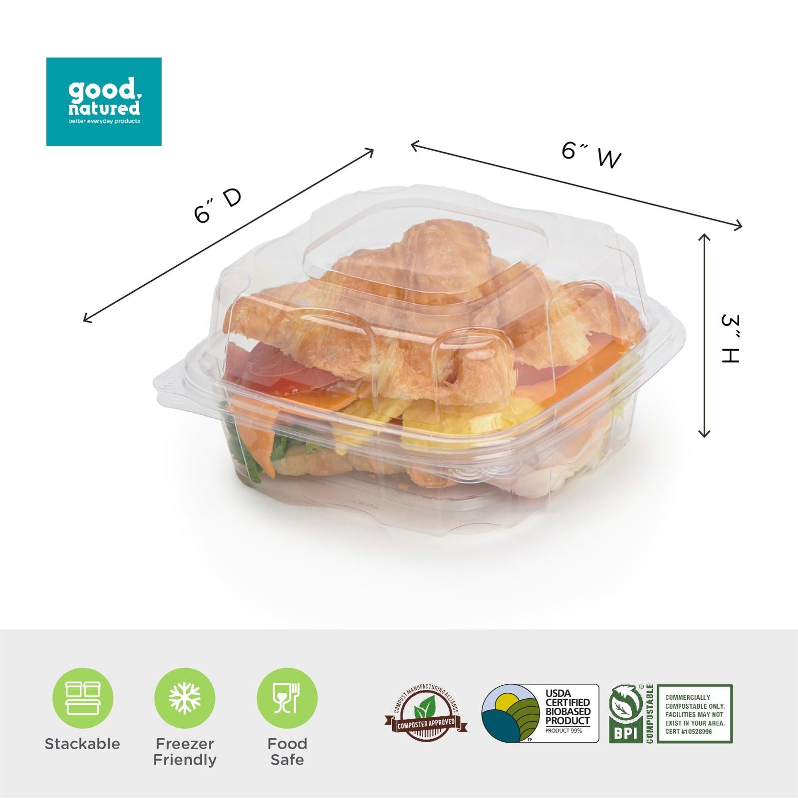 6x6x3” Center Seal Multi-purpose Package, Crystal Clear, PLA, 230/Case
