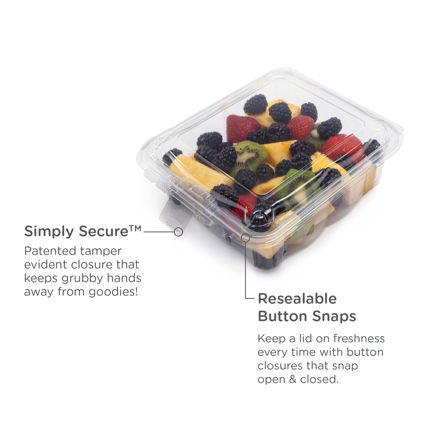 Simply Secure Square 48 oz. Top Seal Multi-purpose Package, Crystal Clear, PLA, 175/Case