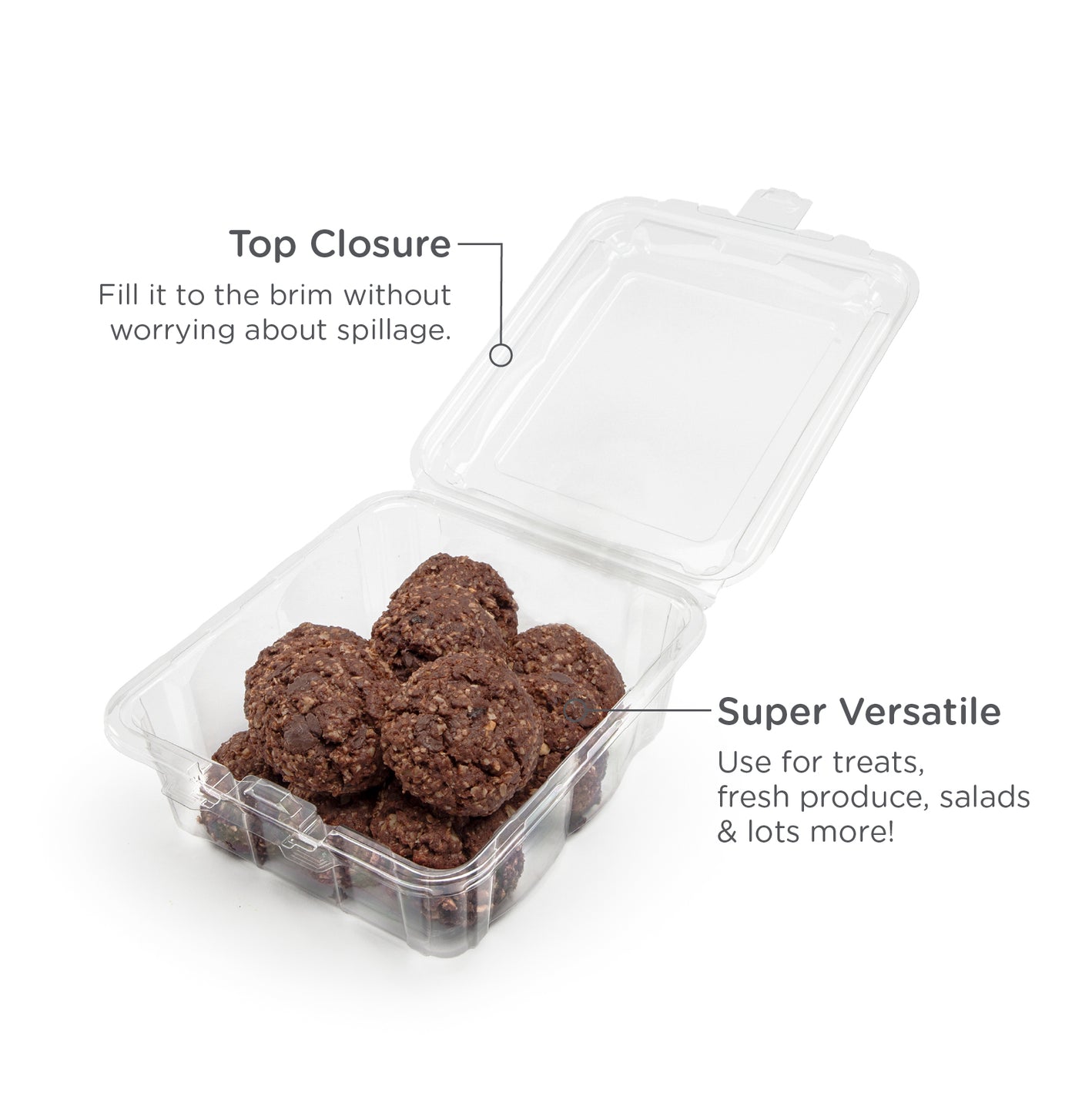 Simply Secure Square 48 oz. Top Seal Multi-purpose Package, Crystal Clear, PLA, 175/Case