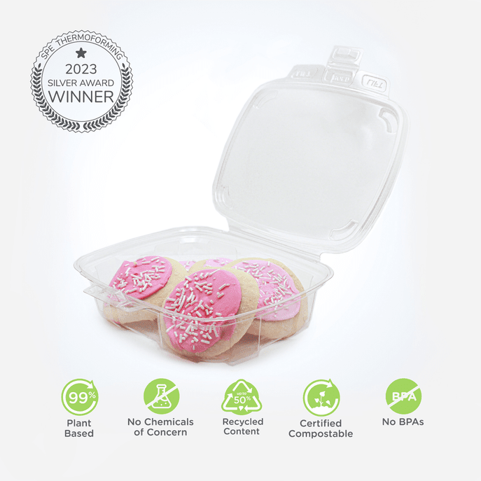 GoodGuard™ 20 oz. Multi-purpose Clamshell Package, Crystal Clear, PLA, 180/Case