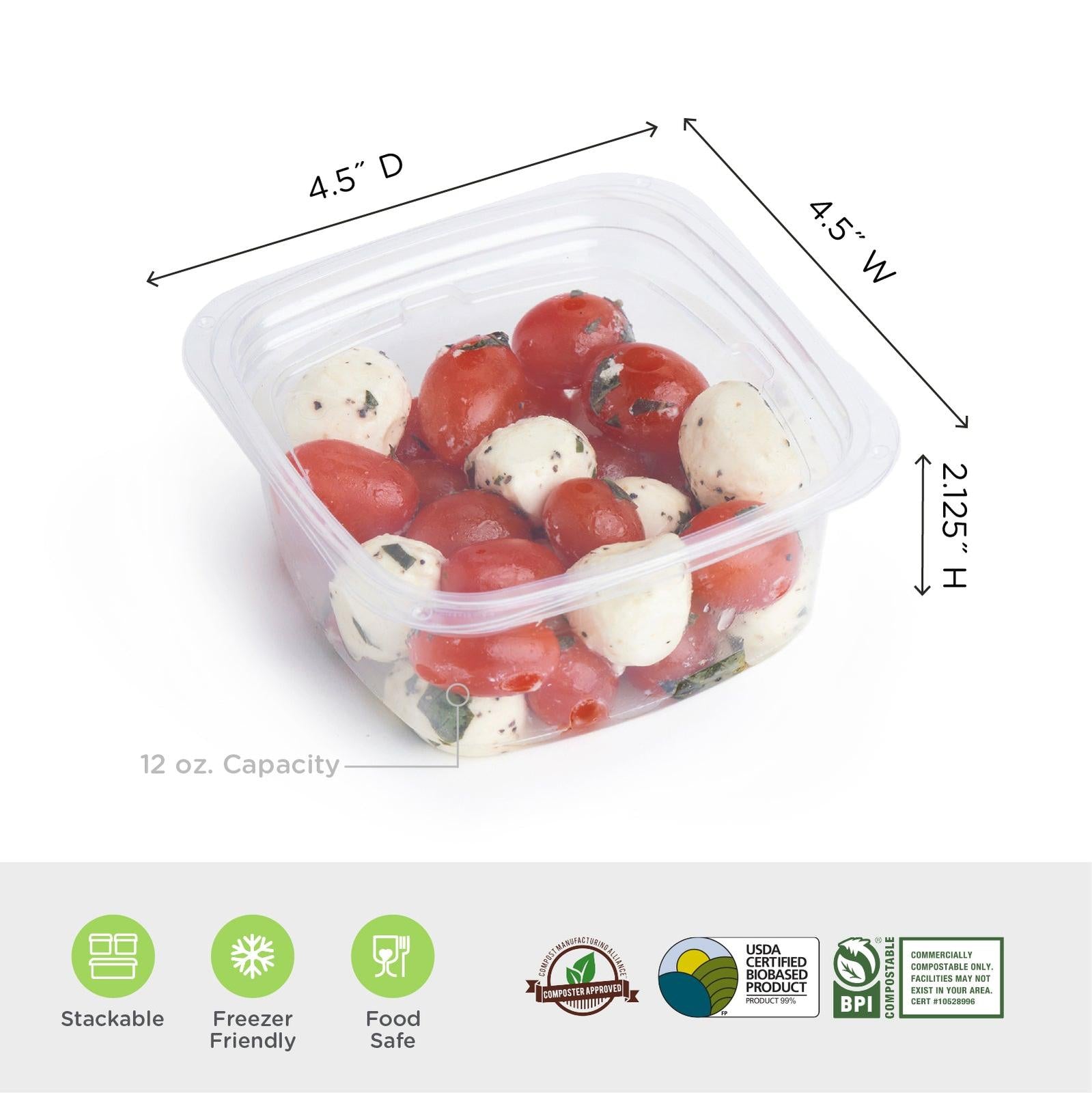 12 oz. Deli Container, Crystal Clear, PLA, 675/Case