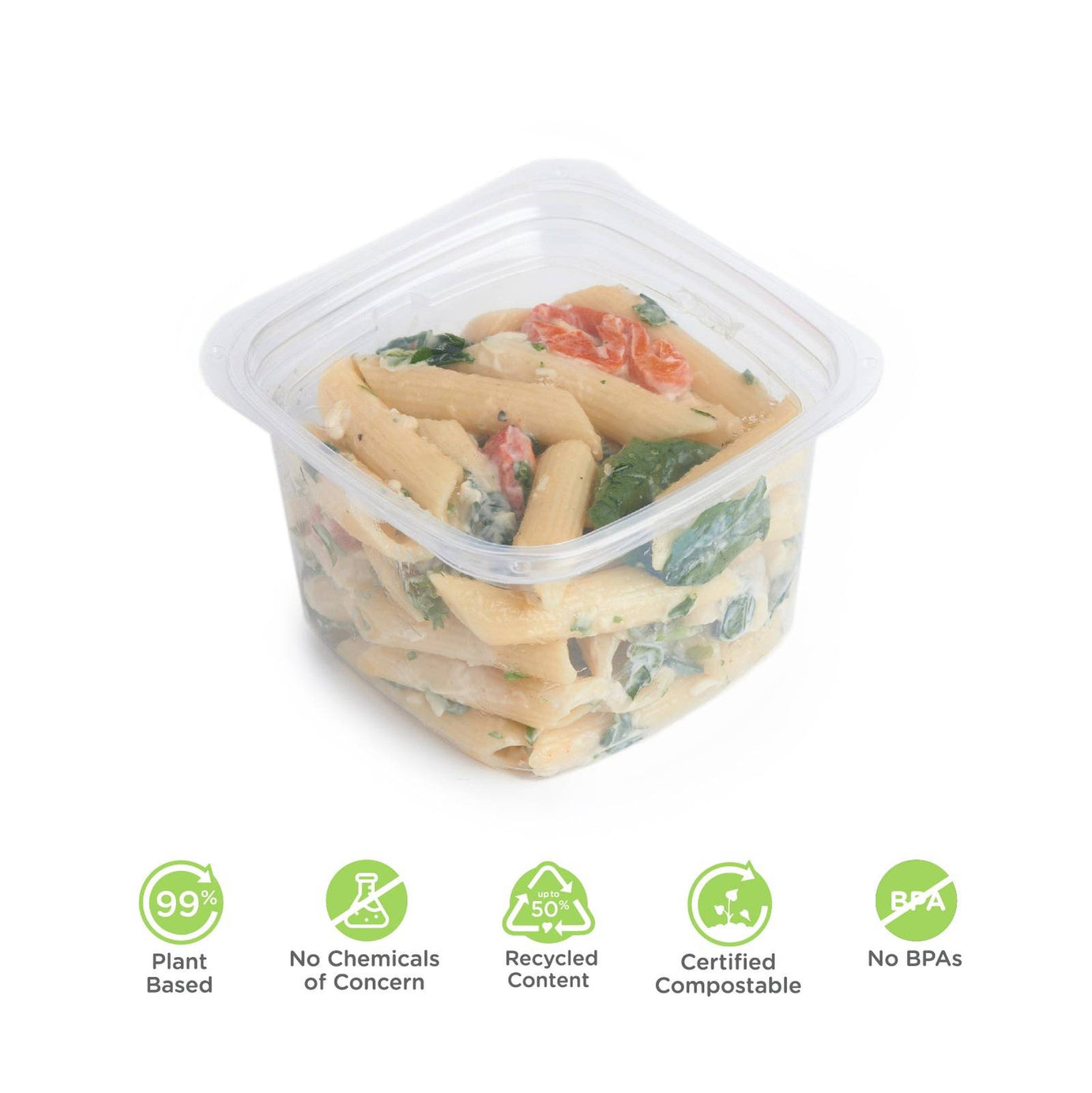 16 oz. Deli Container, Crystal Clear, PLA, 675/Case