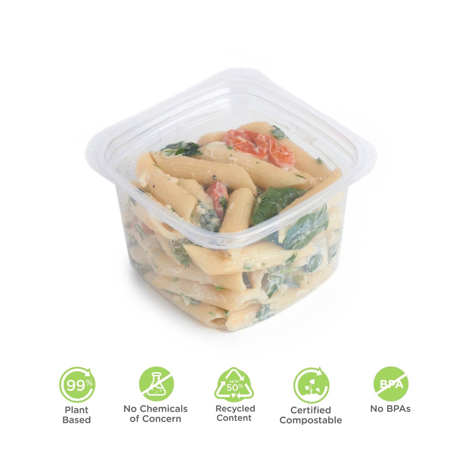16 oz. Deli Container, Crystal Clear, PLA, 675/Case