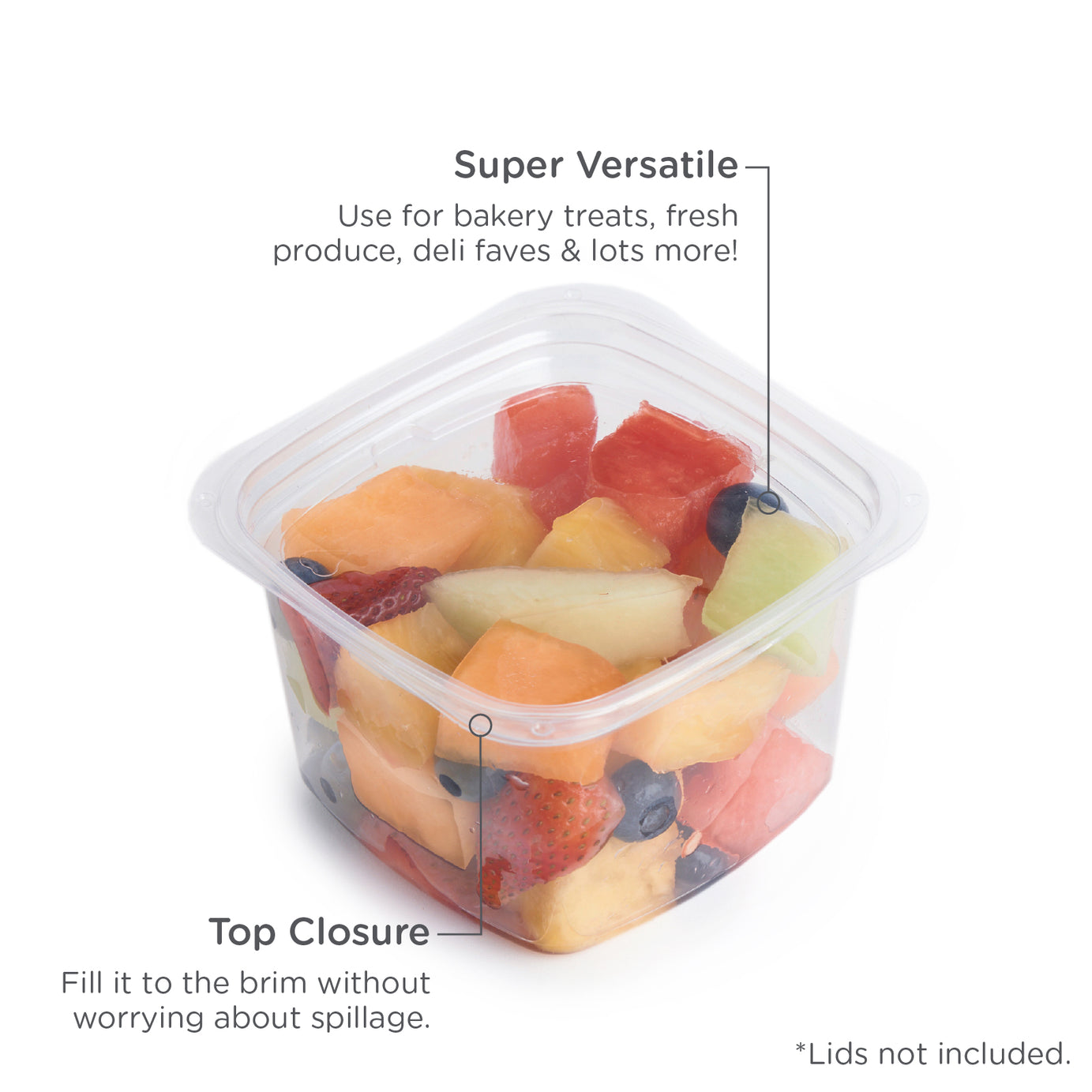 16 oz. Deli Container, Crystal Clear, PLA, 675/Case