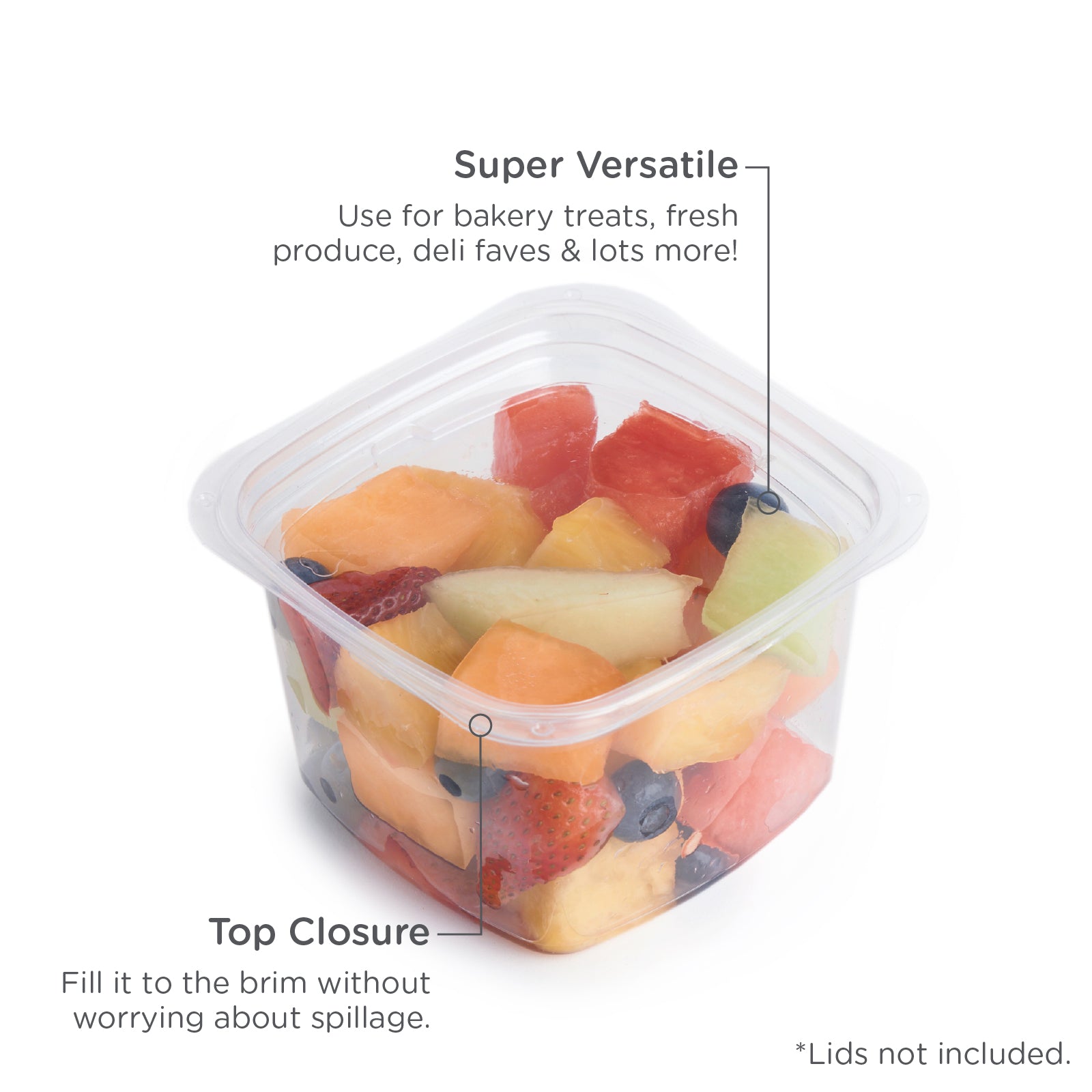 16 oz. Deli Container, Crystal Clear, PLA, 675/Case