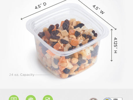 24 oz. Deli Container, Crystal Clear, PLA, 675/Case