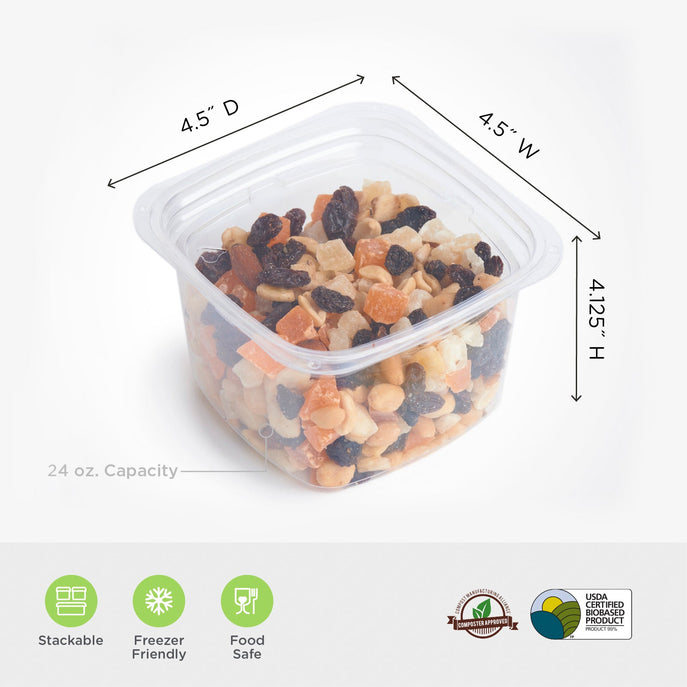 24 oz. Deli Container, Crystal Clear, PLA, 675/Case