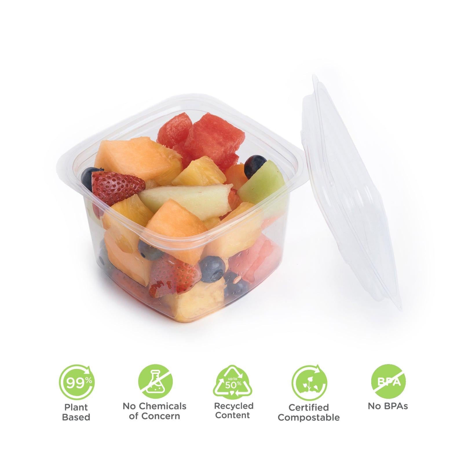 Lid for 8, 12, 16 and 24 oz. Deli Containers, Crystal Clear, PLA, 675/Case