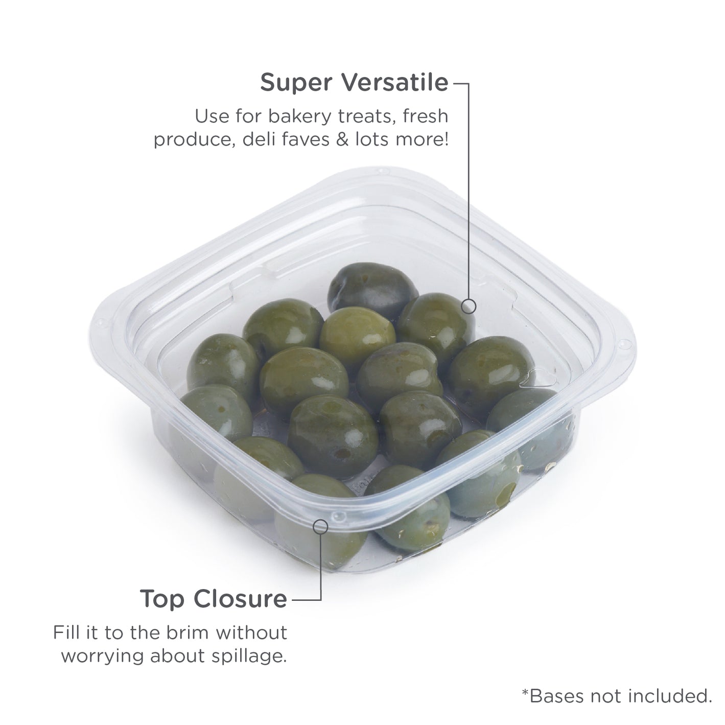 Lid for 8, 12, 16 and 24 oz. Deli Containers, Crystal Clear, PLA, 675/Case