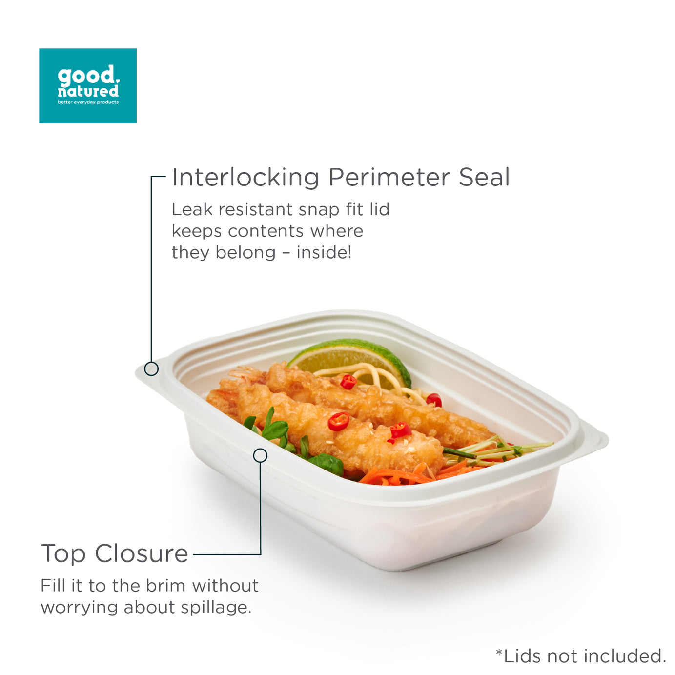 24 oz. GoodToGo™ Microwavable Container, Stone, CPLA, 450/Case