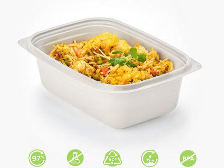 32 oz. GoodToGo™ Microwavable Container, Stone, CPLA, 450/Case