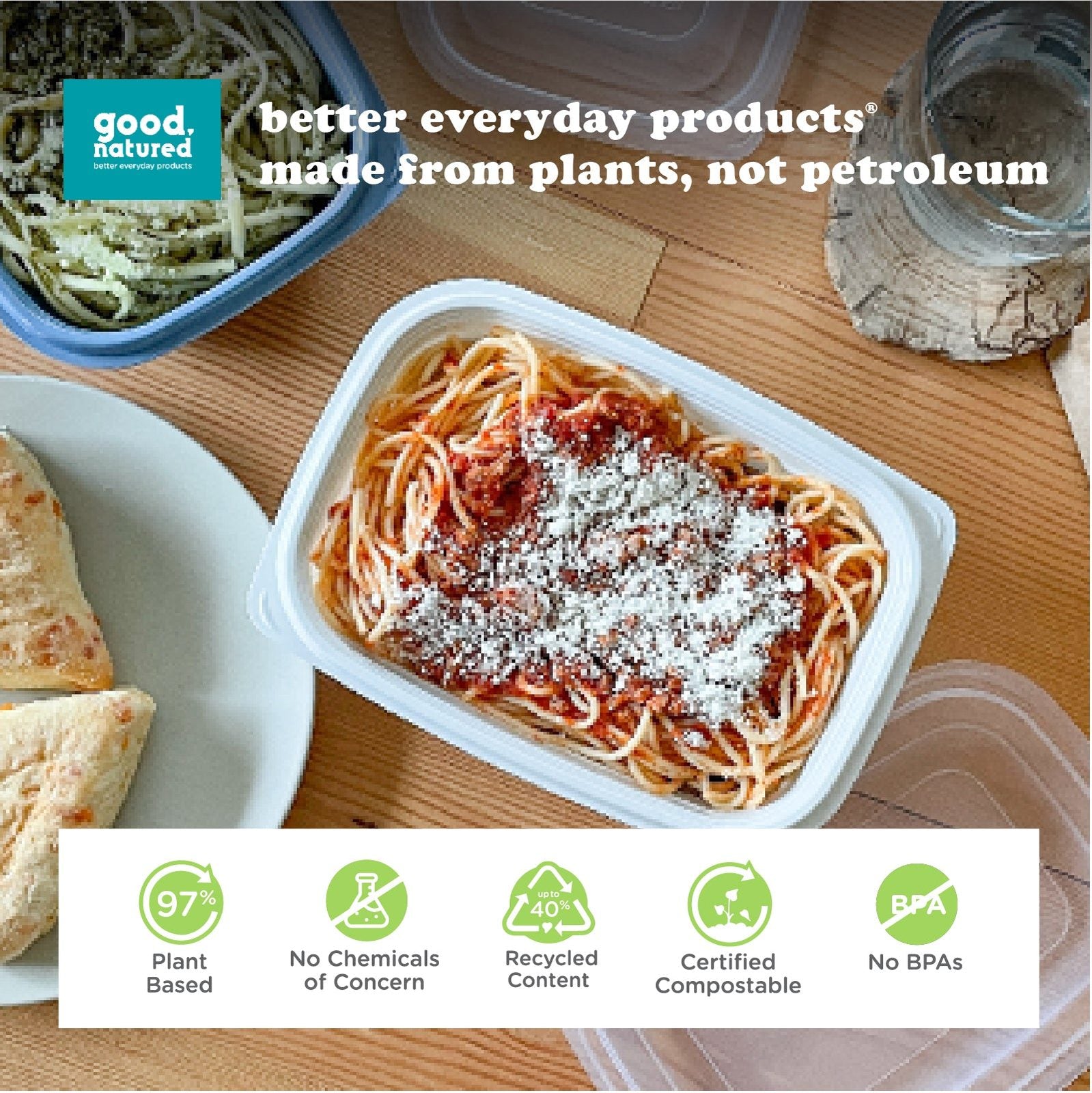 32 oz. GoodToGo™ Microwavable Container, Stone, CPLA, 450/Case