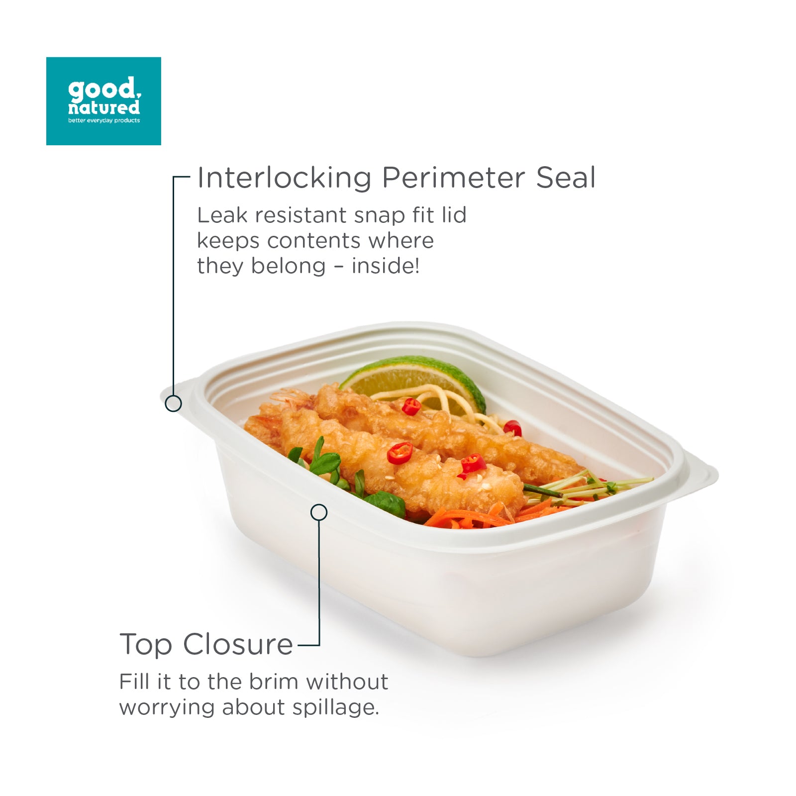 32 oz. GoodToGo™ Microwavable Container, Stone, CPLA, 450/Case