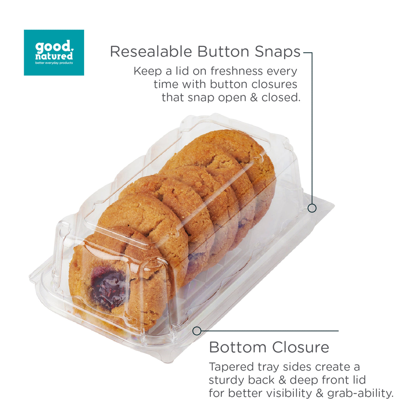 Single Row 6-pack 2.75" Cookie & Bar Tiered Display Package, Crystal Clear, PLA, 275/Case