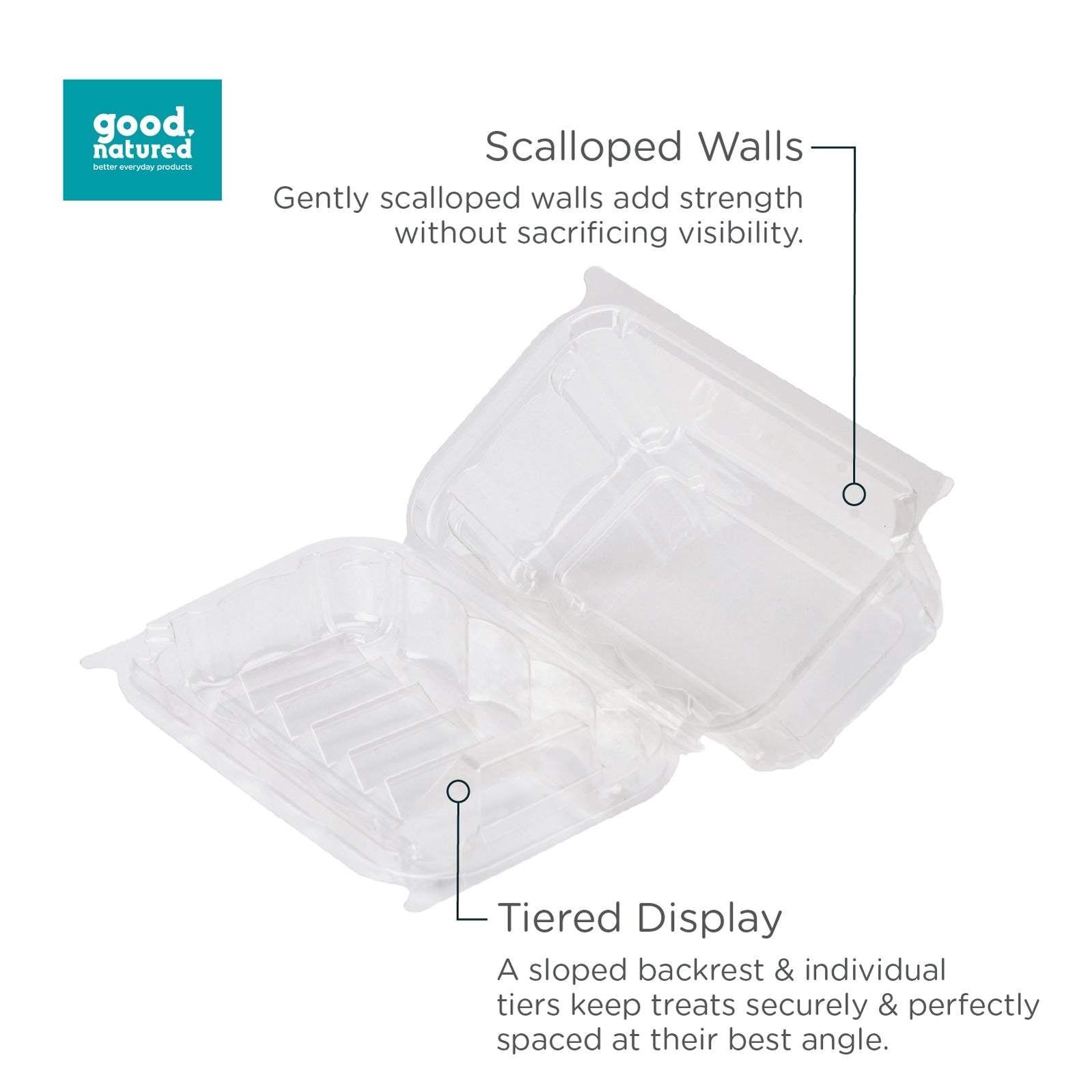 Single Row 6-pack 2.75" Cookie & Bar Tiered Display Package, Crystal Clear, PLA, 275/Case