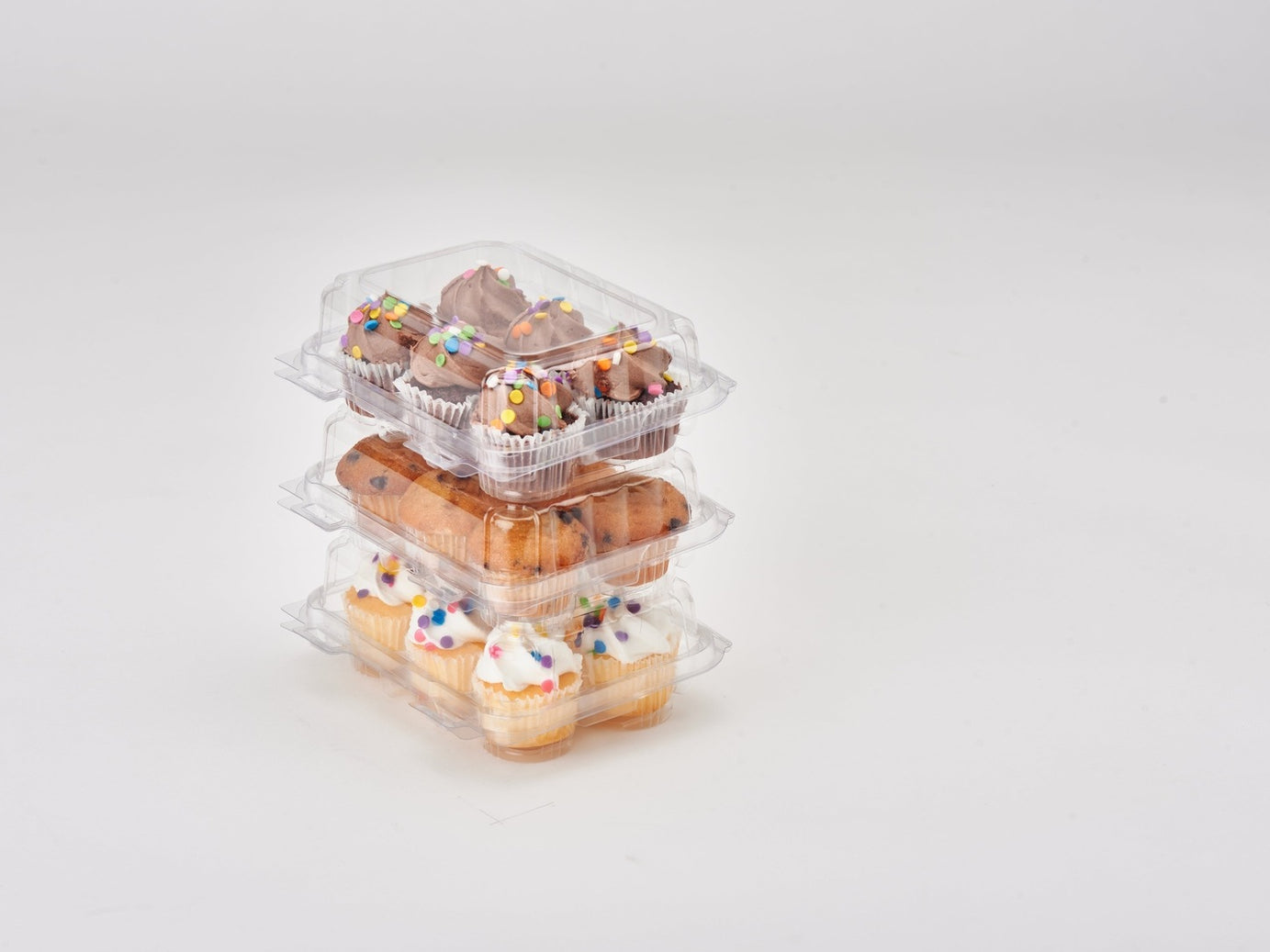 6-pack 2.25" Mini Cupcake & Muffin Package, Crystal Clear, PLA, 250/Case