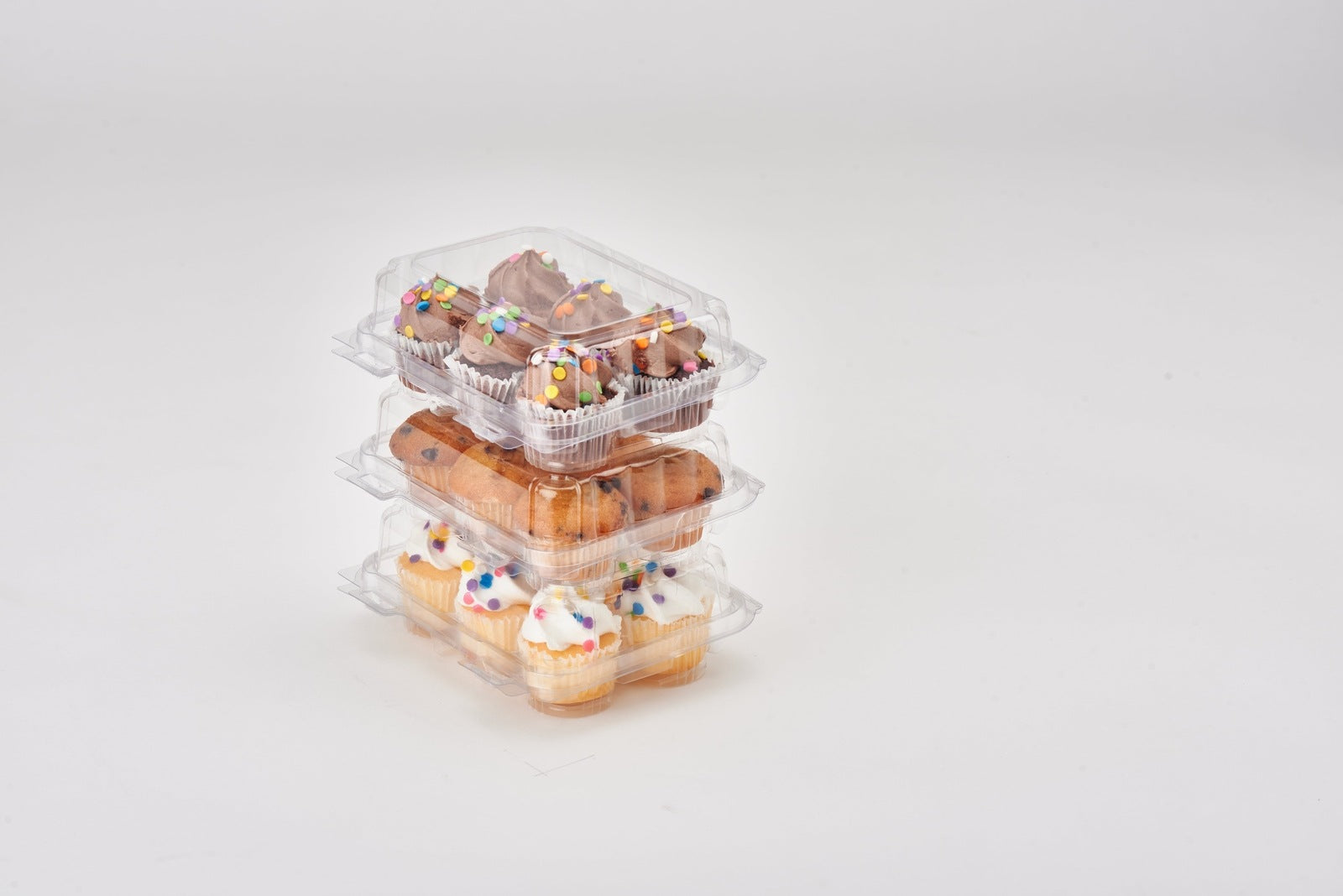 6-pack 2.25" Mini Cupcake & Muffin Package, Crystal Clear, PLA, 250/Case