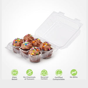 6-pack 2.25" Mini Cupcake & Muffin Package, Crystal Clear, PLA, 250/Case