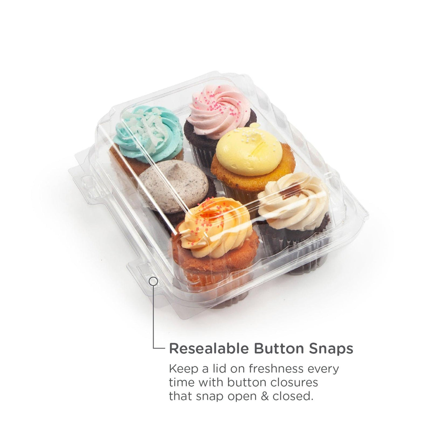 6-pack 2.25" Mini Cupcake & Muffin Package, Crystal Clear, PLA, 250/Case