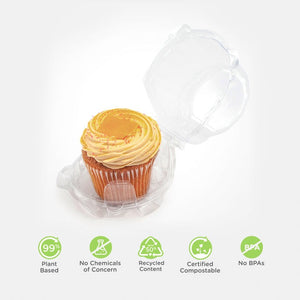 Single 3" Classic Cupcake & Muffin Package, Crystal Clear, PLA, 300/Case