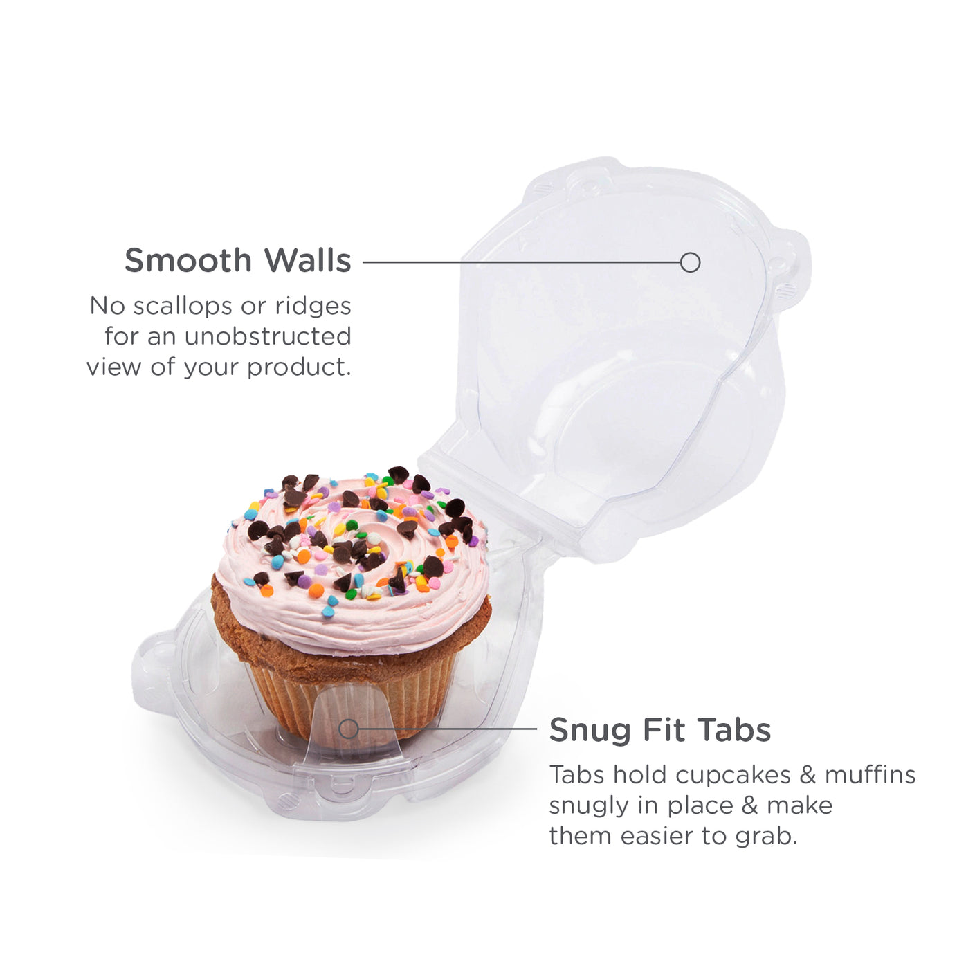 Single 3.5" Mega Cupcake & Muffin Package, Crystal Clear, PLA, 300/Case