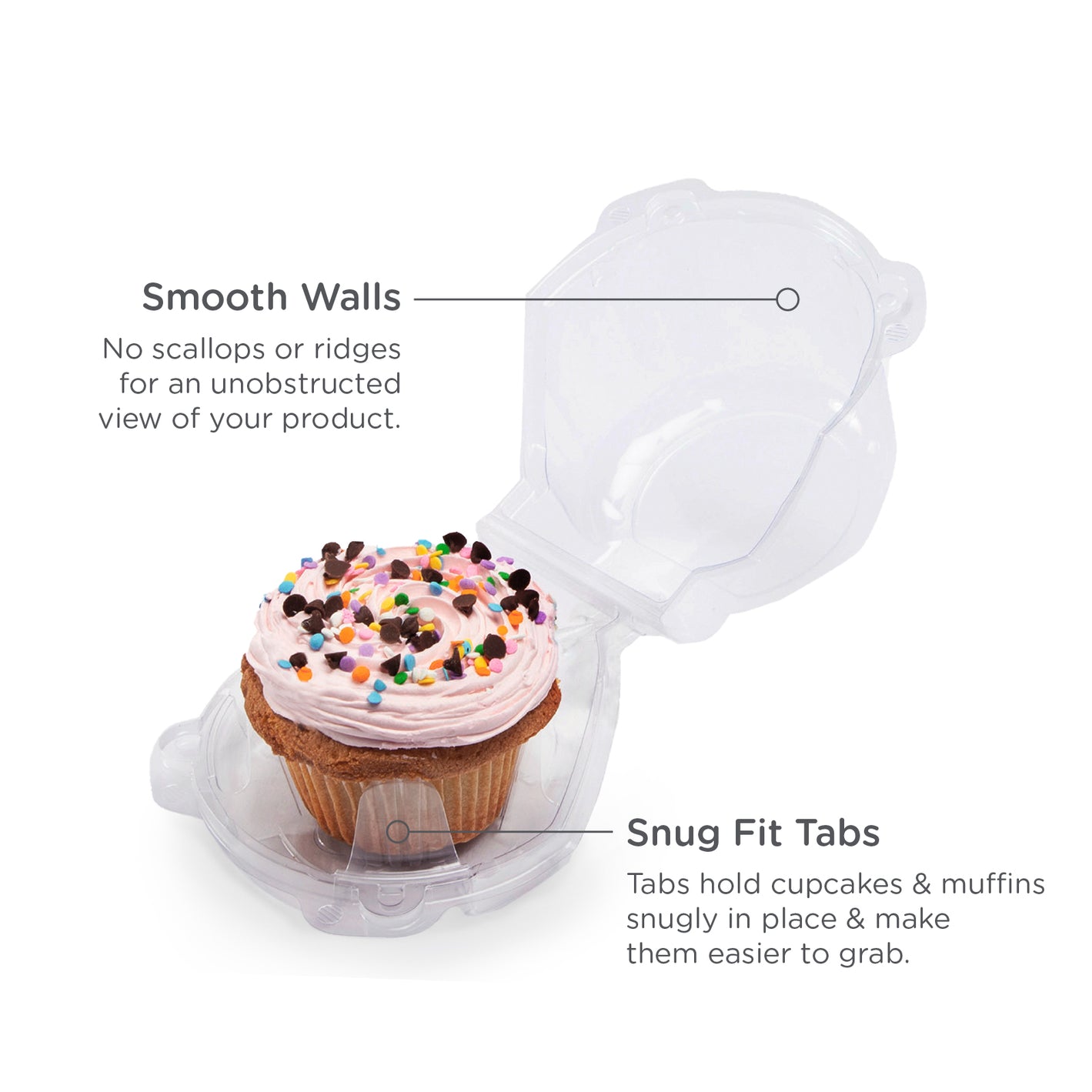 Single 3.5" Mega Cupcake & Muffin Package, Crystal Clear, PLA, 300/Case