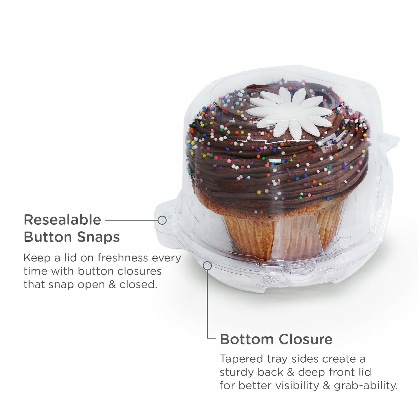 Single 3.5" Mega Cupcake & Muffin Package, Crystal Clear, PLA, 300/Case