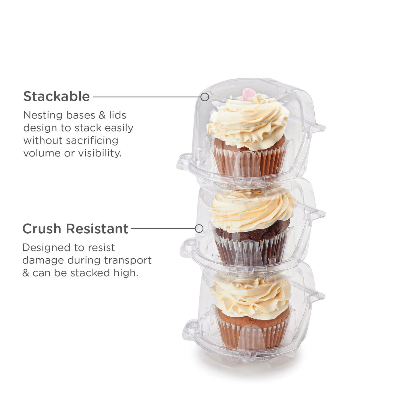 Single 3.5" Mega Cupcake & Muffin Package, Crystal Clear, PLA, 300/Case