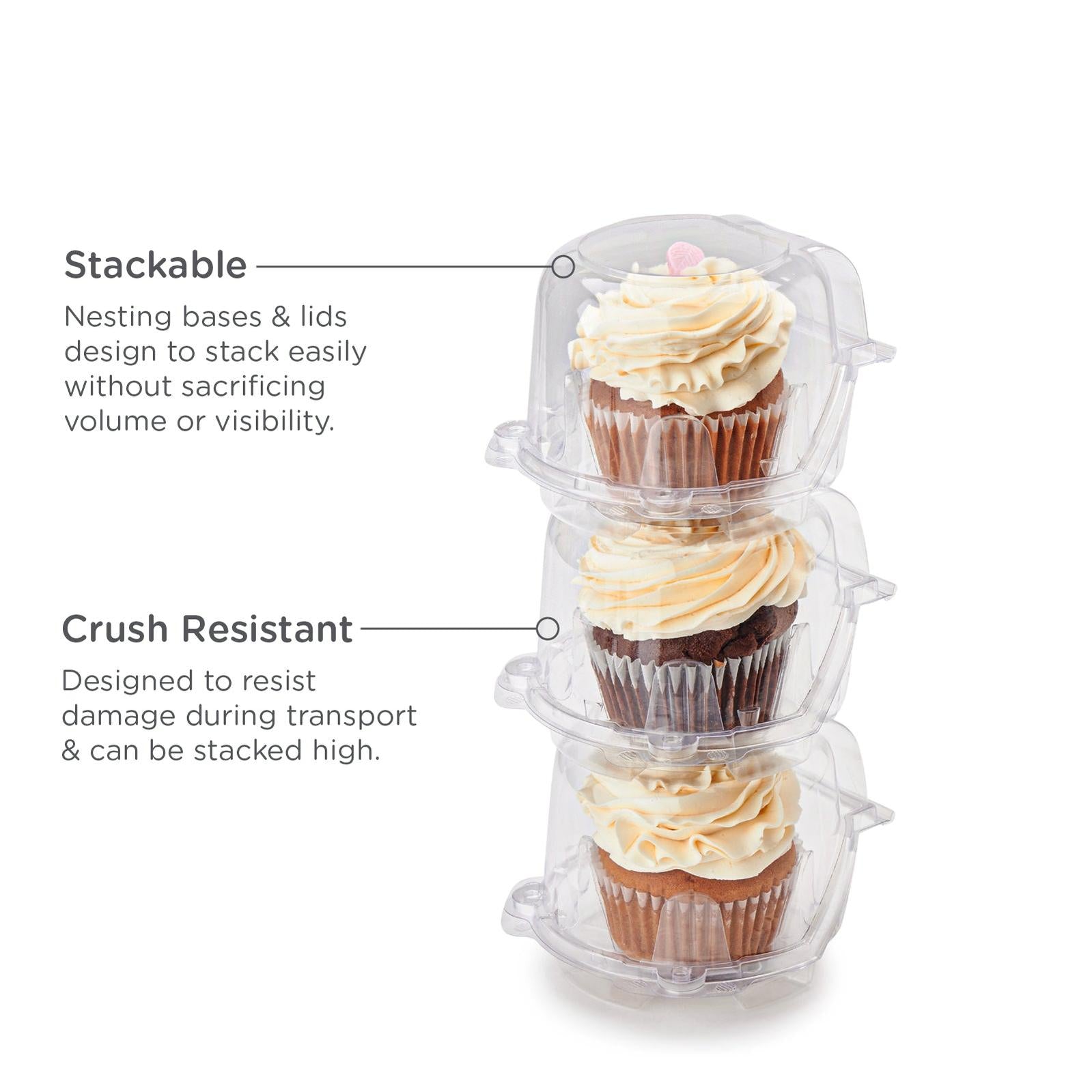 Single 3.5" Mega Cupcake & Muffin Package, Crystal Clear, PLA, 300/Case