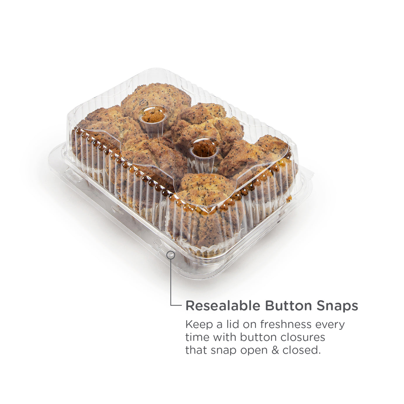 6-pack 3.25" Classic Cupcake & Muffin Package, Crystal Clear, PLA, 250/Case