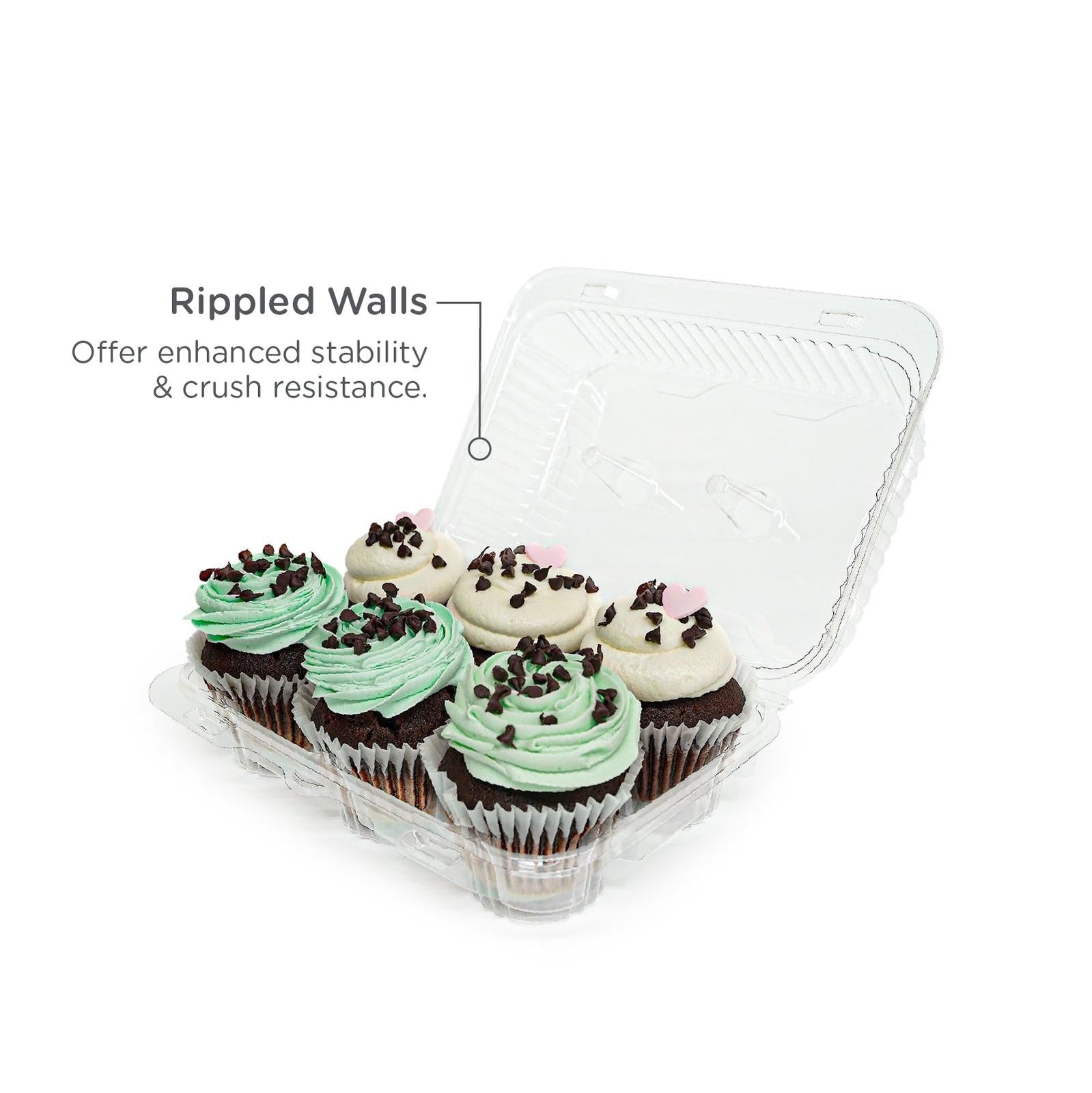 6-pack 3.25" Classic Cupcake & Muffin Package, Crystal Clear, PLA, 250/Case