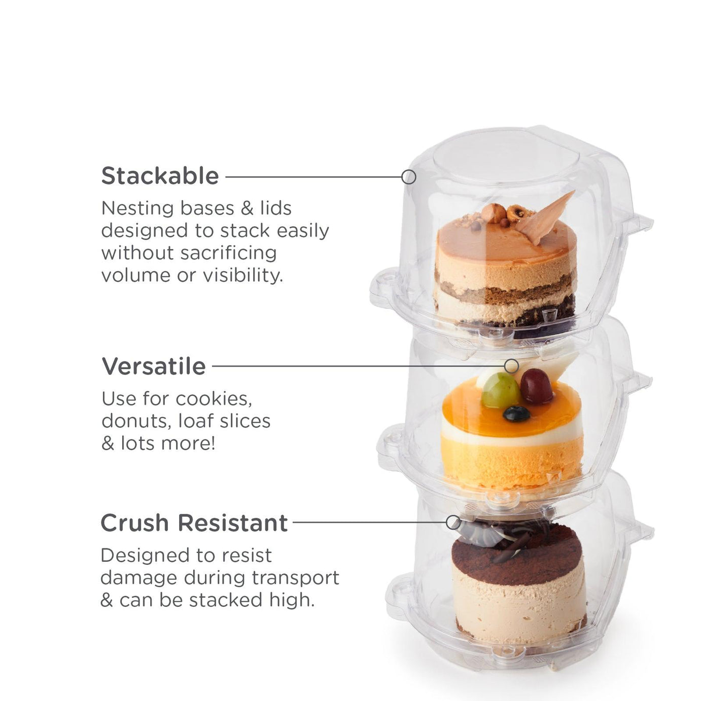 Single 3.75" Dessert Package, Crystal Clear, PLA, 300/Case