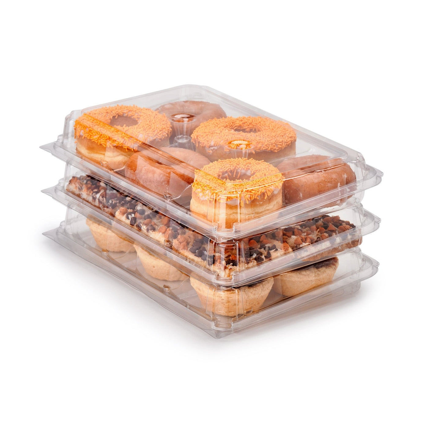 6-pack 3" Donut & Bar Package, Crystal Clear, PLA, 100/Case