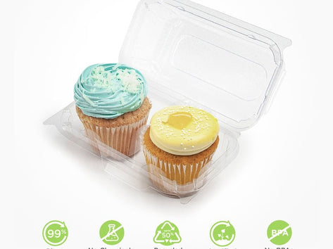 2-pack 3" Classic Cupcake & Muffin Package, Crystal Clear, PLA, 100/Case