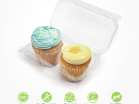 2-pack 3" Classic Cupcake & Muffin Package, Crystal Clear, PLA, 100/Case