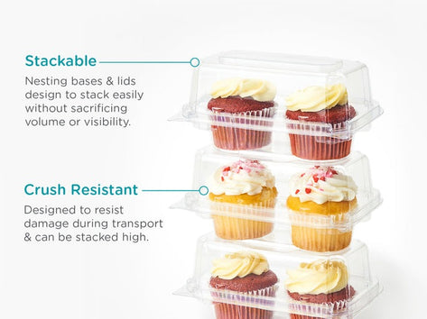 2-pack 3" Classic Cupcake & Muffin Package, Crystal Clear, PLA, 100/Case