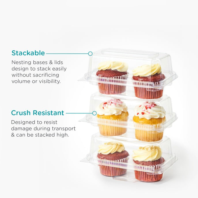 2-pack 3" Classic Cupcake & Muffin Package, Crystal Clear, PLA, 100/Case