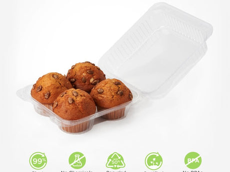 4-pack 2.5" Mega Muffin & Roll Package, Crystal Clear, PLA, 291/Case