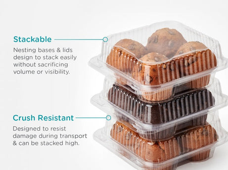 4-pack 2.5" Mega Muffin & Roll Package, Crystal Clear, PLA, 291/Case