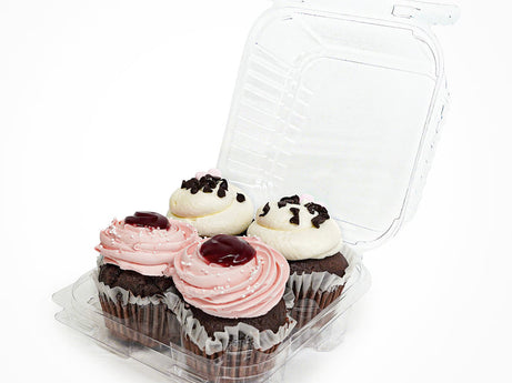 4-pack 3" Classic Cupcake & Muffin Package, Crystal Clear, PLA, 350/Case